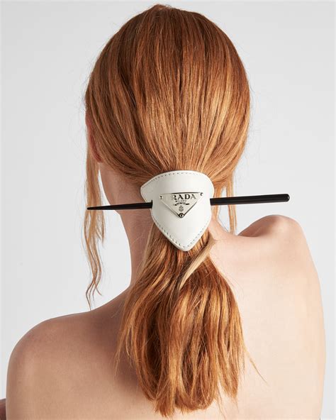 prada leather hair clip white|Prada headbands uk.